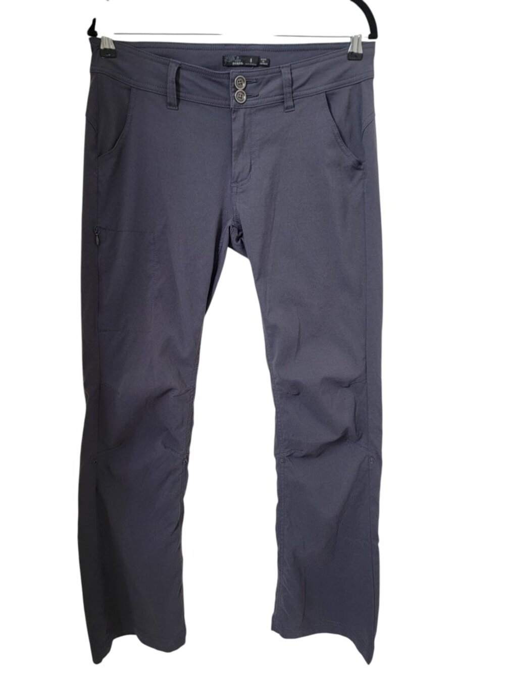 Prana Pants Women's Size 8 Gray Roll Up Hiking Nylon Blend Stretch Pockets